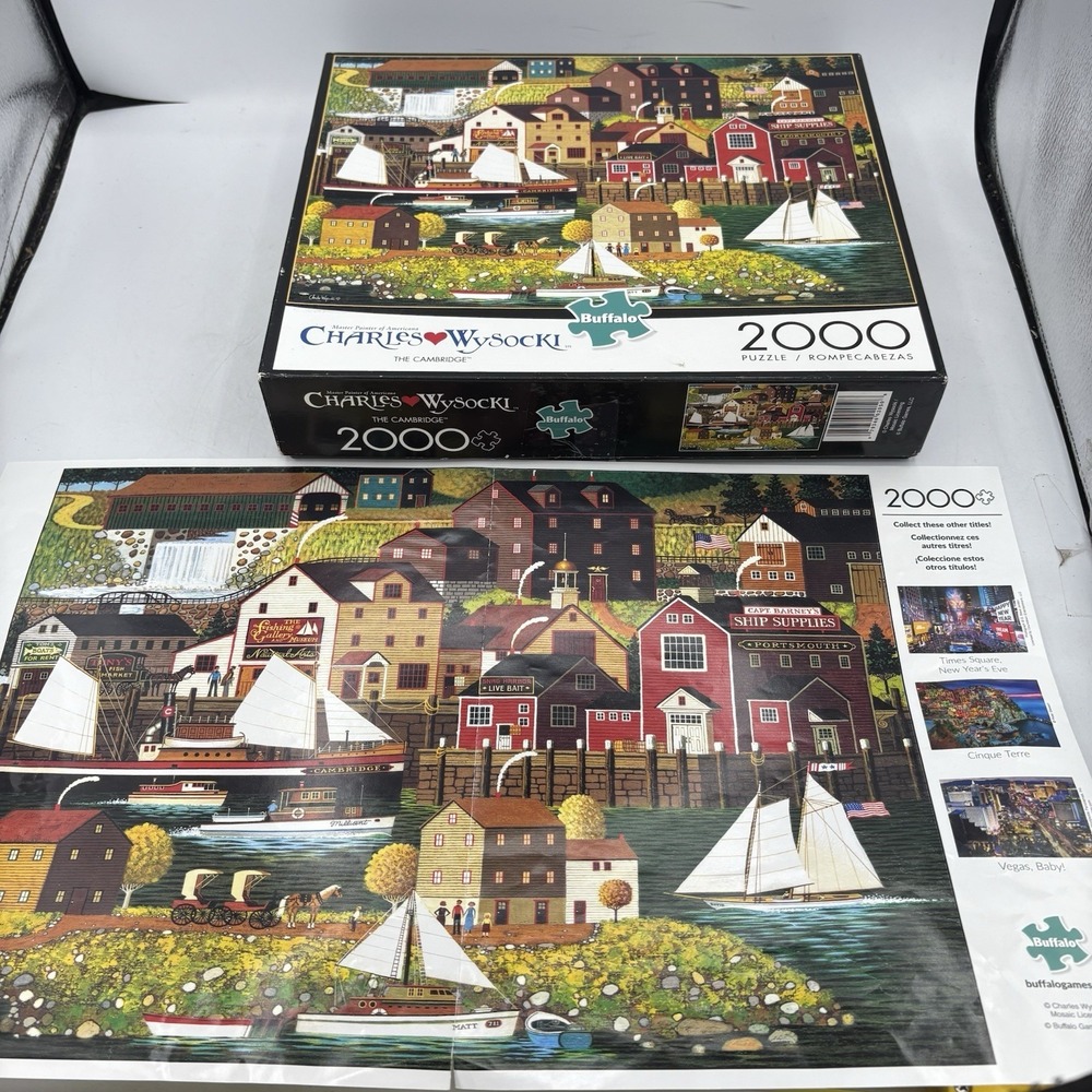 Buffalo Games Jigsaw Puzzle Charles Wysocki The Cambridge 2000 Pieces w Poster